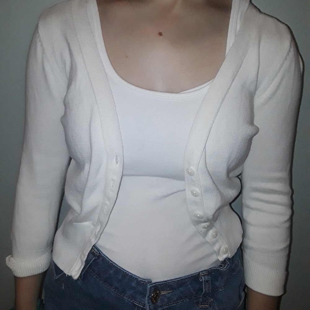 Old Navy White Button Up Sweater
